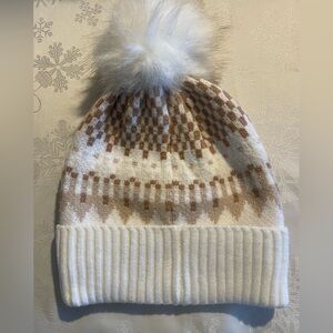 Cream with brown beanie